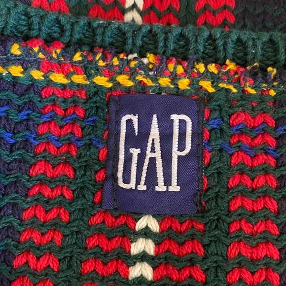 Vintage 1990s The GAP Multi-Color Plaid Knit X-Large Sweater XL - Picture 5 of 8